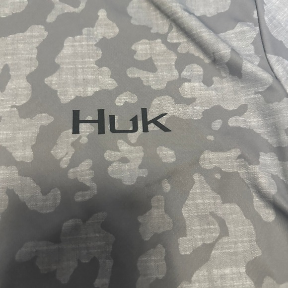 Huk Fishing Mens Grey Camo Performance Hoodie Long Sleeve Sun Shirt Size M - Picture 2 of 9